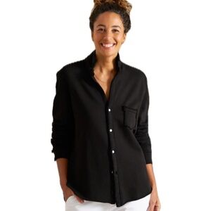 Frank & Eileen Sweatshirt Button Up Black Triple Fleece